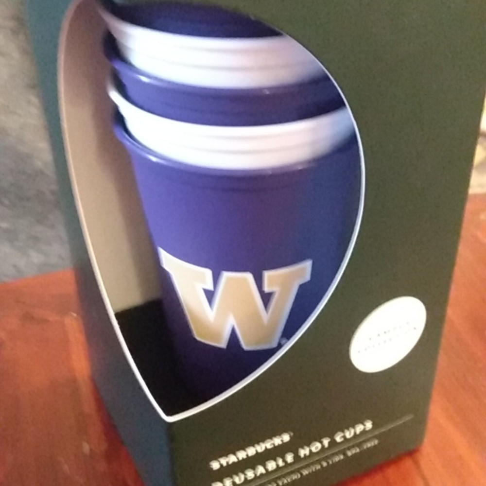 Brand New Limited Edition Starbucks Reusable Hot Cups Washington Huskies 6 - Picture 5 of 11